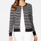 Cardigan feminino listrado com ilhós Charter Club, preto, tamanho médio