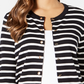 Cardigan feminino listrado com ilhós Charter Club, preto, tamanho médio