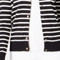 Cardigan feminino listrado com ilhós Charter Club, preto, tamanho médio