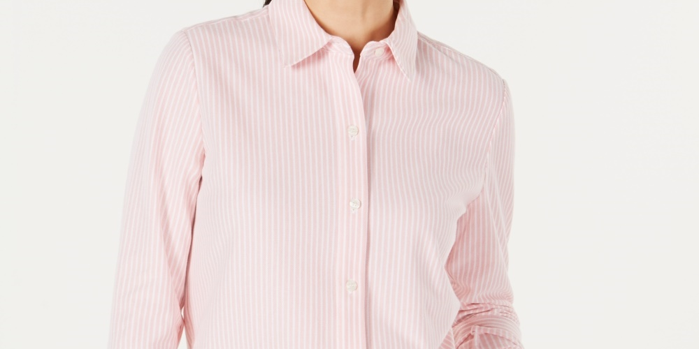 Camisa feminina de malha de algodão Charter Club, rosa, tamanho pequeno
