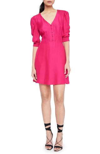 PARKER Minivestido Feminino Parker Lottie com Botões Frontais em Seda e Mista Rosa Tamanho 4