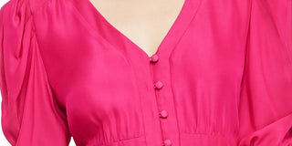 PARKER Minivestido Feminino Parker Lottie com Botões Frontais em Seda e Mista Rosa Tamanho 4