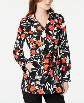 Jaqueta Calvin Klein Feminina Estampada com Cinto Vermelha Tamanho 2