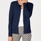 Cardigan feminino com gola redonda Charter Club, azul, tamanho pequeno, médio