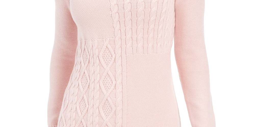 Suéter feminino Charter Club com patchwork e gola assimétrica, rosa, tamanho grande