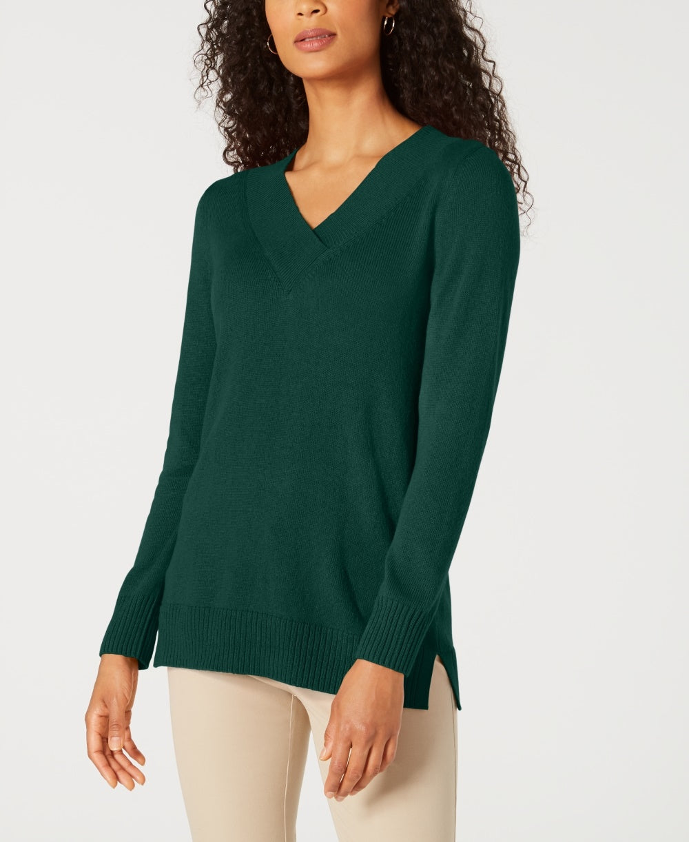 Karen Scott Suéter Feminino Gola V Sólida Verde Tamanho XS