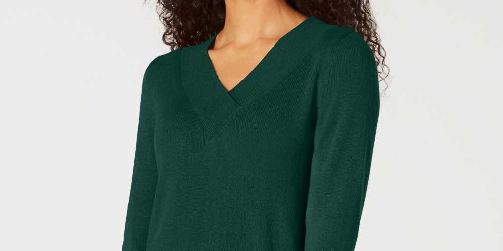 Karen Scott Suéter Feminino Gola V Sólida Verde Tamanho XS