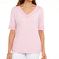Blusa feminina Karen Scott com acabamento em crochê de algodão, rosa, tamanho X-S