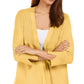 Cardigan feminino JM Collection com mangas divididas e nervuras mistas, tamanho médio, dourado
