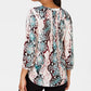 Blusa feminina JM Collection com meia carcela, verde, tamanho grande