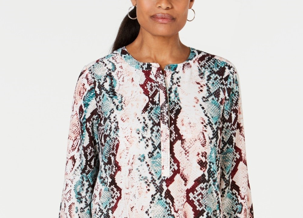 Blusa feminina JM Collection com meia carcela, verde, tamanho grande