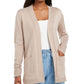 Karen Scott Cardigan Feminino com Bolso Frontal Aberto Marrom Tamanho Médio