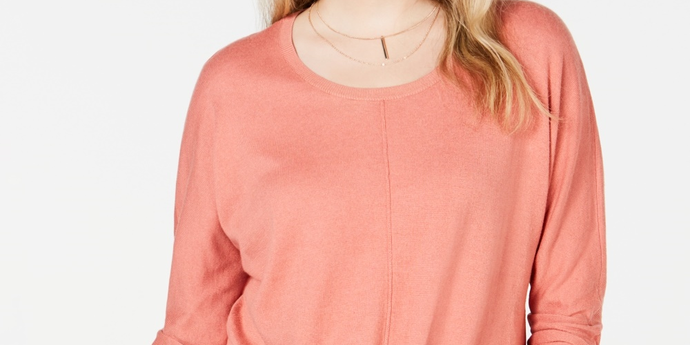 Suéter feminino com amarração frontal estilo &amp; co, laranja, tamanho pequeno, extragrande