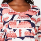 JM Collection Top feminino estampado com manga 3/4, rosa, PS