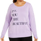 Ideologia Feminina Plus You Are Beautiful Moletom Gráfico Roxo Tamanho 3X
