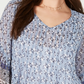 Blusa feminina estilo &amp; co com estampa retrô de cachecol e pregas, azul marinho, tamanho pequeno