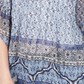 Blusa feminina estilo &amp; co com estampa retrô de cachecol e pregas, azul marinho, tamanho pequeno