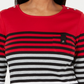 Karen Scott Top Listrado Feminino Petite Colorblocked Vermelho Brilhante Tamanho PS