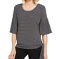 Blusa feminina JM Collection com bainha amarrada e decote redondo, preta, tamanho pequeno