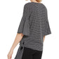 Blusa feminina JM Collection com bainha amarrada e decote redondo, preta, tamanho pequeno