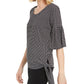 Blusa feminina JM Collection com bainha amarrada e decote redondo, preta, tamanho pequeno