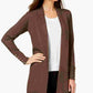 Cardigan feminino JM Collection com frente aberta, marrom, tamanho XX-G