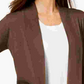 Cardigan feminino JM Collection com frente aberta, marrom, tamanho XX-G