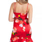 Vestido Guss Feminino Hailey Floral Estampado Bainha Babados Vermelho Tamanho Médio