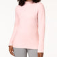 Blusa de gola alta feminina Karen Scott de algodão rosa tamanho extragrande