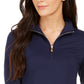 Camiseta feminina Charter Club com zíper, azul, tamanho X-S