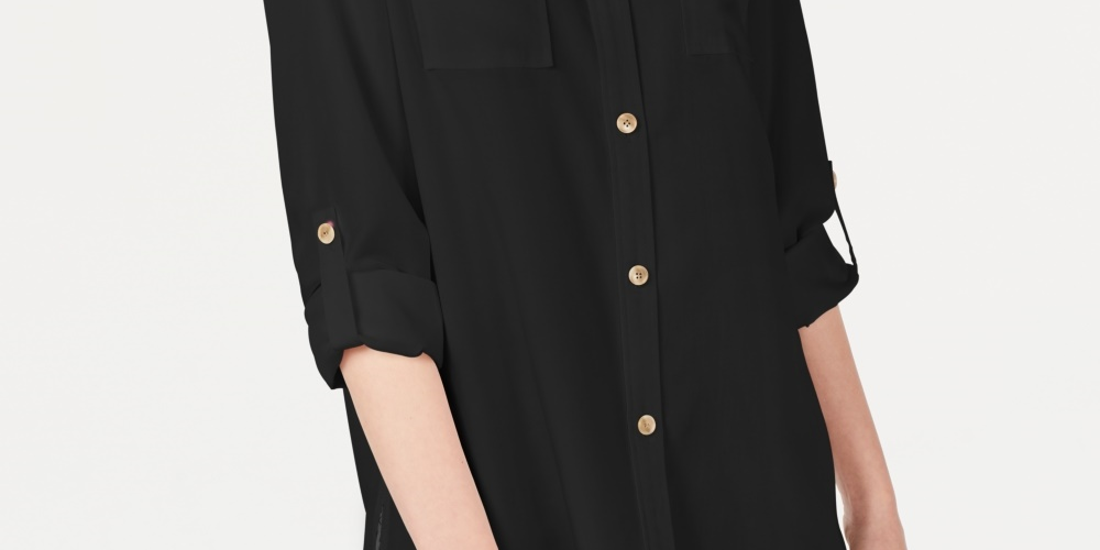 Camisa utilitária feminina Charter Club, preta, tamanho XX-G