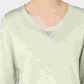 Karen Scott Moletom feminino esportivo de algodão com tachas e manga 3/4, branco, tamanho X-S