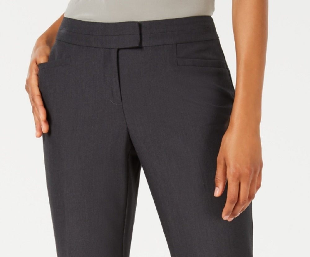 Calças femininas com aba estendida JM Collection, tamanho 4 Petite, cor carvão