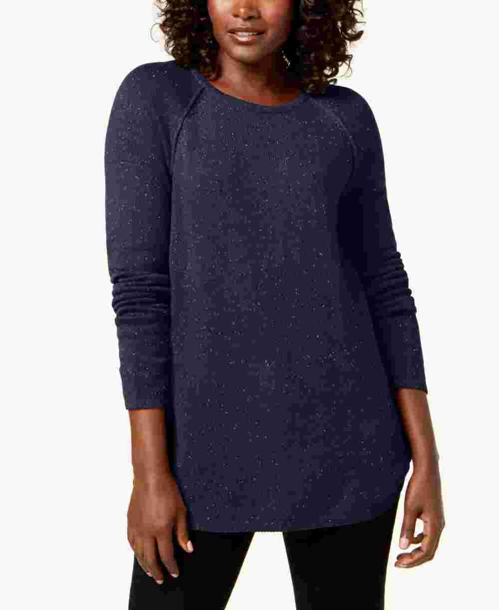 Karen Scott Suéter Feminino Azul Marinho Texturizado com Manchas Manga Longa Gola Joia Azul Marinho PS/M-