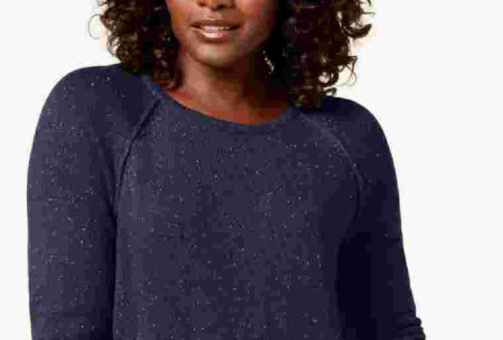 Karen Scott Suéter Feminino Azul Marinho Texturizado com Manchas Manga Longa Gola Joia Azul Marinho PS/M-