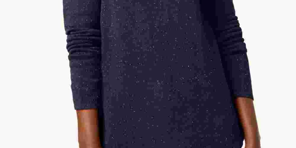Karen Scott Suéter Feminino Azul Marinho Texturizado com Manchas Manga Longa Gola Joia Azul Marinho PS/M-