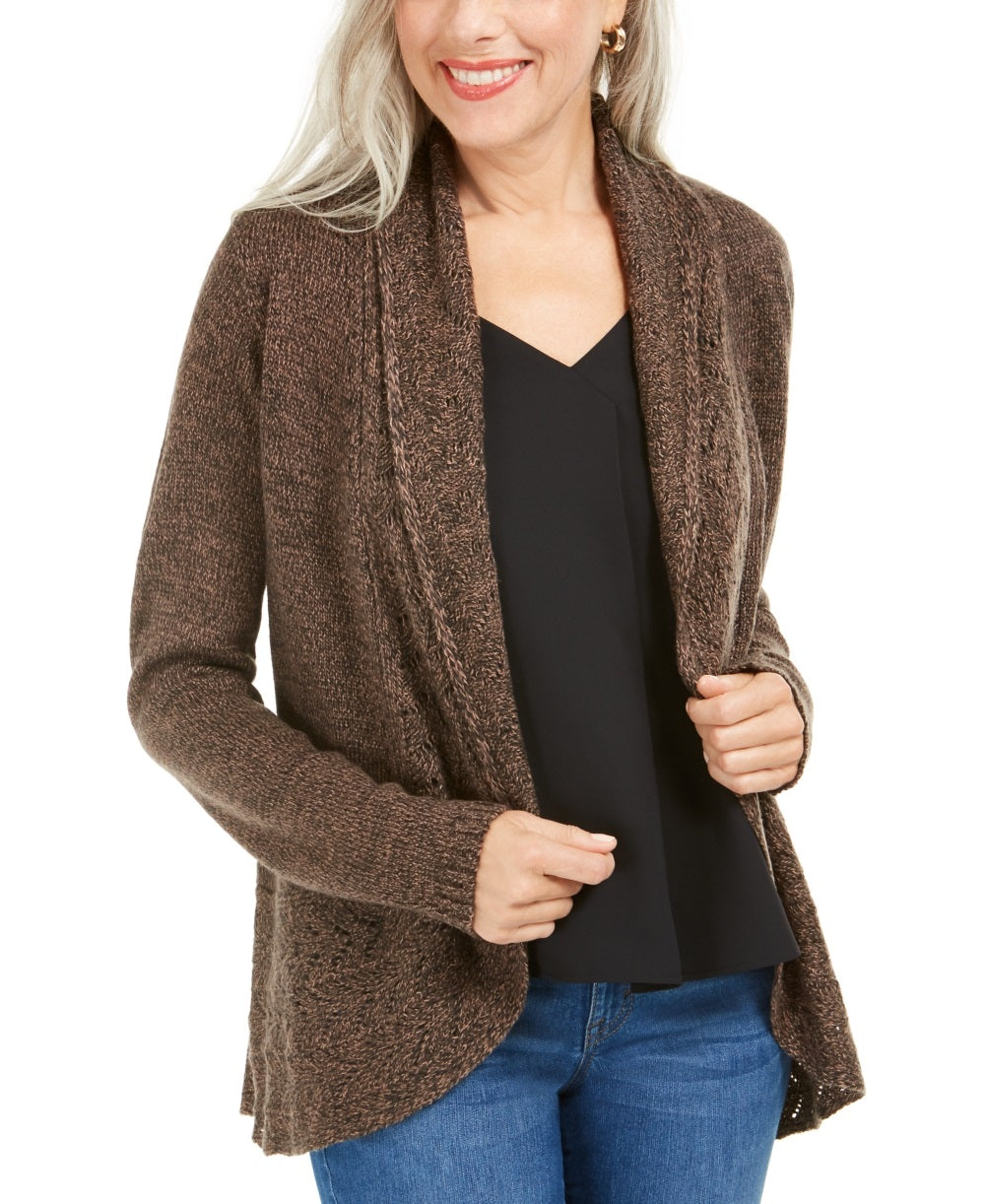 Karen Scott Cardigan Feminino Gola Xale Marrom Tamanho XX-G