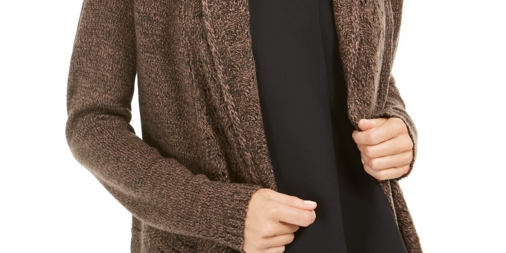 Karen Scott Cardigan Feminino Gola Xale Marrom Tamanho XX-G