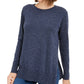 Suéter feminino de algodão com gola redonda Maison Jules, azul, tamanho X-S