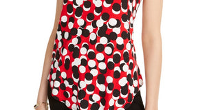 Camiseta feminina Alfani Petite estampada com bainha redonda, tamanho vermelho Petit X-Large