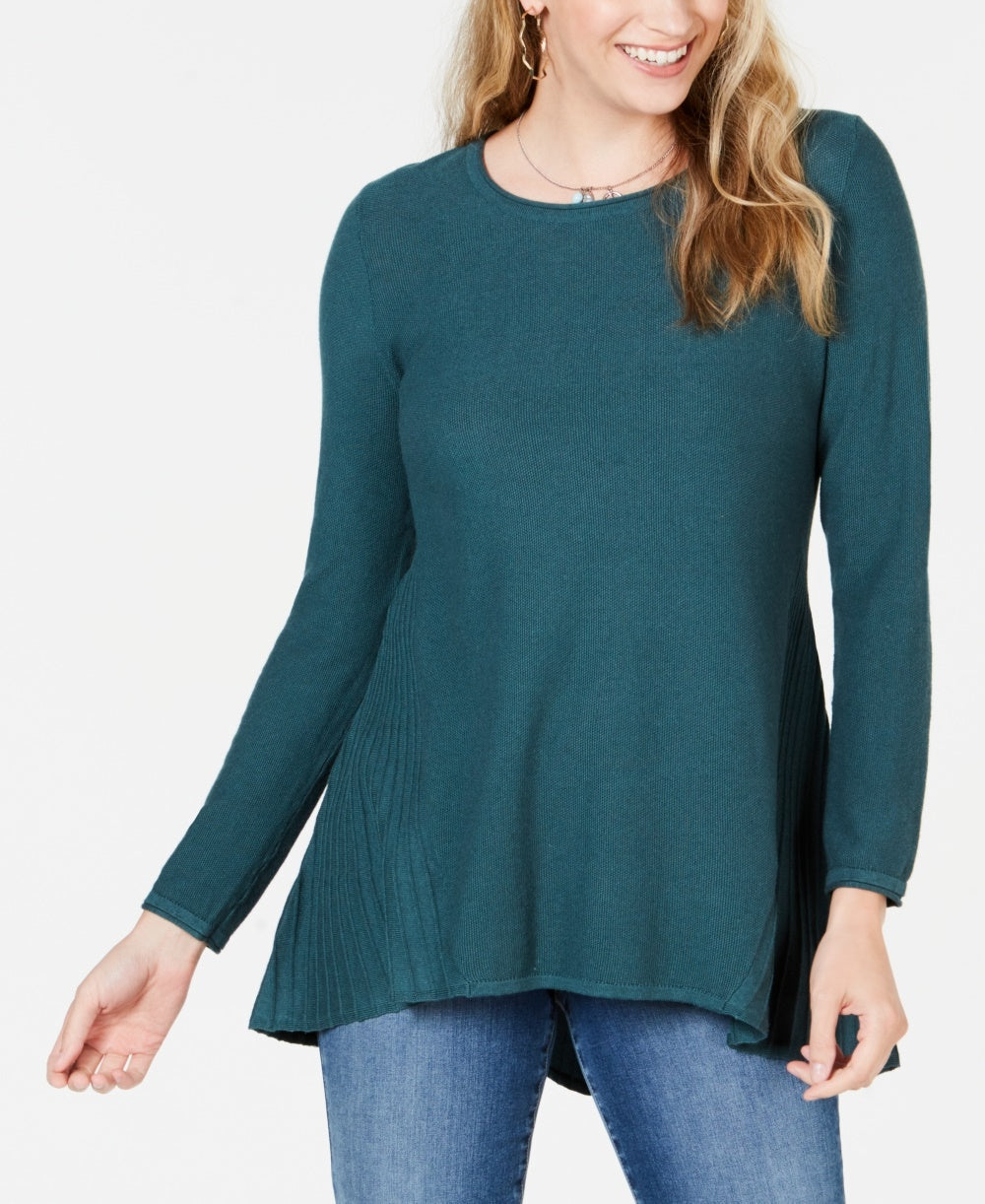 Suéter túnica feminino estilo &amp; co, comprimento alto e baixo, verde, tamanho extrapequeno