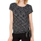 Camiseta feminina com bainha amarrada, preta, tamanho grande, coleção JM
