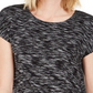 Camiseta feminina com bainha amarrada, preta, tamanho grande, coleção JM