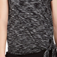 Camiseta feminina com bainha amarrada, preta, tamanho grande, coleção JM