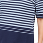 Blusa feminina Karen Scott listrada com mangas curtas e cotovelo, azul, tamanho XS