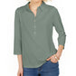 Camisa Polo Feminina Charter Club Supima Cotton Manga 3/4 Verde Tamanho P