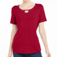 Karen Scott Top Feminino com Tachas e Decote em V Vermelho Tamanho P