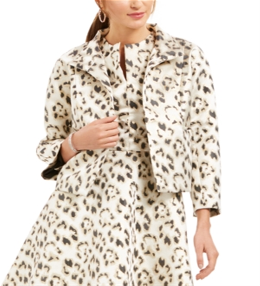 Blazer curto feminino Natori, jaqueta de noite, leopardo dourado, tamanho extragrande