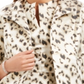 Blazer curto feminino Natori, jaqueta de noite, leopardo dourado, tamanho extragrande