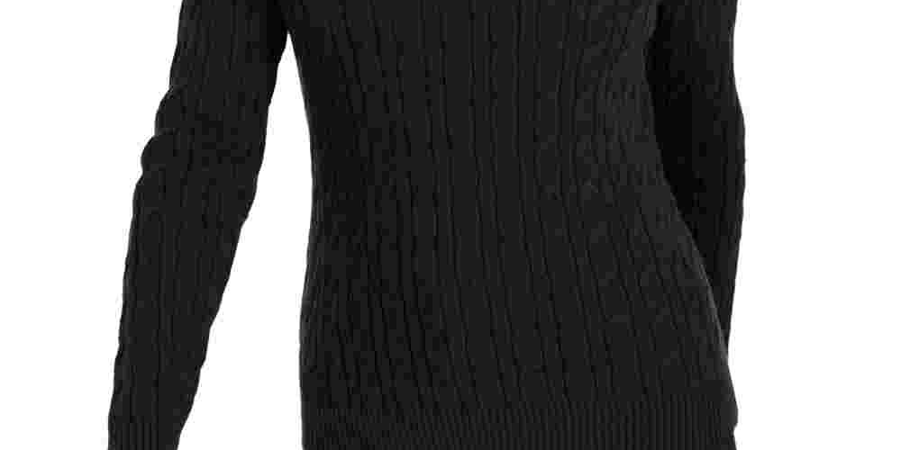 Suéter feminino com estampa texturizada e gola joia, manga comprida, tamanho pequeno, preto, Charter Club